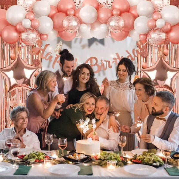 Happy Birthday Love Balloons, Rose Gold Latex Celebrate Party Supply Kit for Woman Girl - Image 2